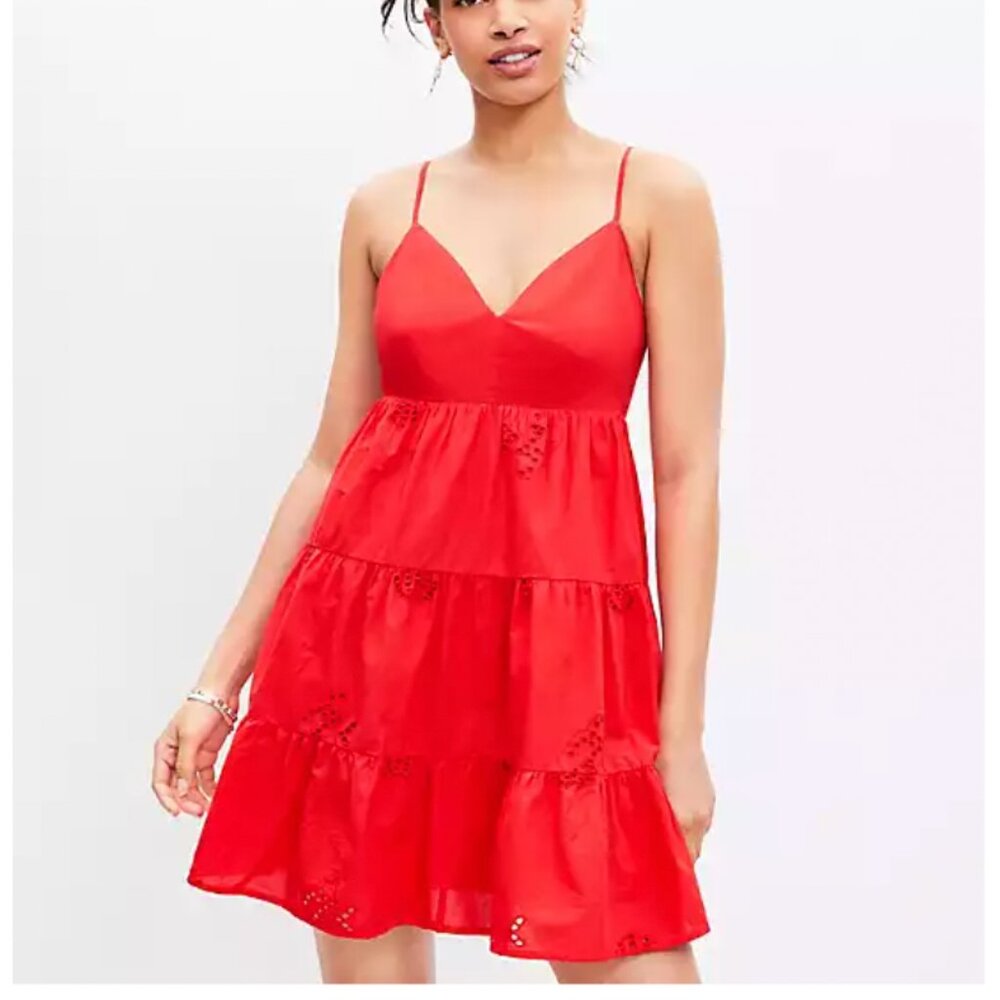 Tropical Eyelet Strappy Swing Dress